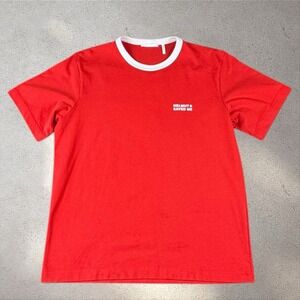Helmut Lang Shirt Mens XL Red/White Ringer Lifeguard Helmut Saved Me Graphic